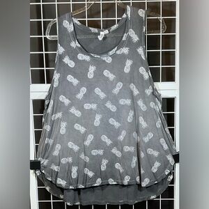 Cable & Gage Gray & White Pineapple Tank Top XL